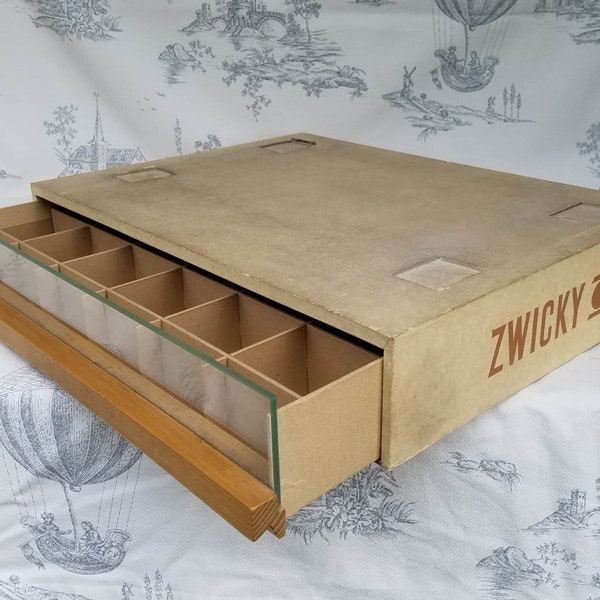 Vintage French Zwicky Haberdashery Storage Drawer Box,Button-Thread-Cotton-Beads-Craft Storage Box,French Shop Display,Craft Supplies