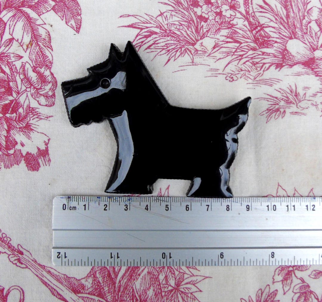 Broche Vintage Chien Scottish Terrier (Scottie) - Plastique Early - Made In France - Occasion