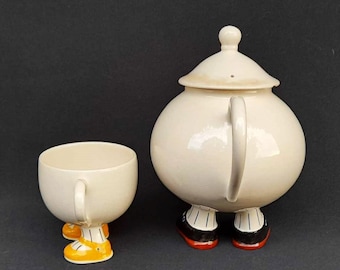 Vintage 1970's Carlton Ware Pottery Walking Ware Tea-pot & 1
