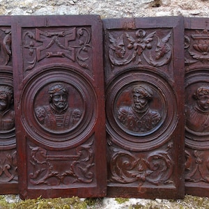 Antique French Carved Oak Wood Panel, 18th Century Chateau Decor