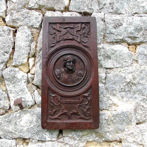 Rare Antique French Hand Carved 18th Century Dark Wood Panel-Plaque-Pediment,French Wood Carved Panel,Antique French Wall-Home-Chateau Decor