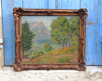 Antique French Impressionist Oil on Canvas Framed Painting,Antique 1800's Wall-Home Decor