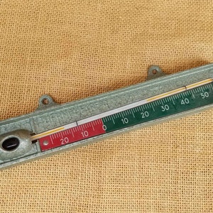 Vintage French Green Enamel 1950&#39;s Thermometer (Side Hanging),Wall-Home-Office-Garden Decor,French Kitsch-Retro Gift,Weather Instrument