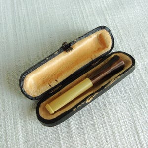 Antique French Polished Horn-Faux Ivory Cheroot Cigar Holder & Case,Smoking Collectable,Cheroot-Cigar Smokers Gift,Ladies Cheroot,Tobacciana