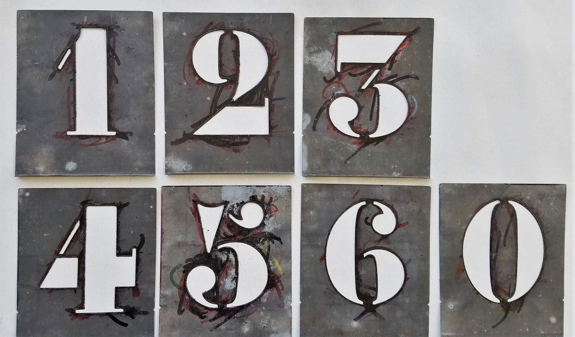 Large Antique French Number 0 To 9 Zinc Stencils70 Mm Etsy