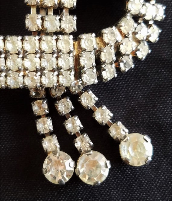 Stunning Twinkly Vintage French Diamante Brooch,L… - image 6