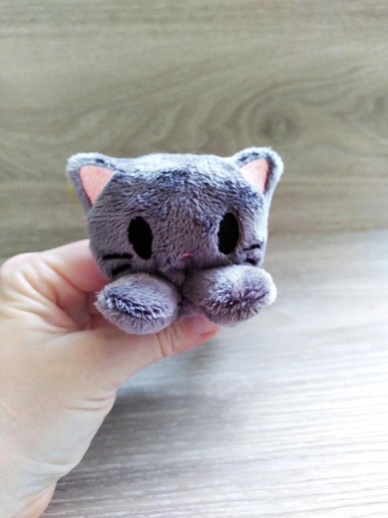 Tiny Cat plush,cuddlyplushie kawaii marshmallow cat,cute soft toy,Cat Plush Toy,Gifts for Cat Lovers,Funny CuteGift Ideas,mini cat,tinyplush Charcoal Grey