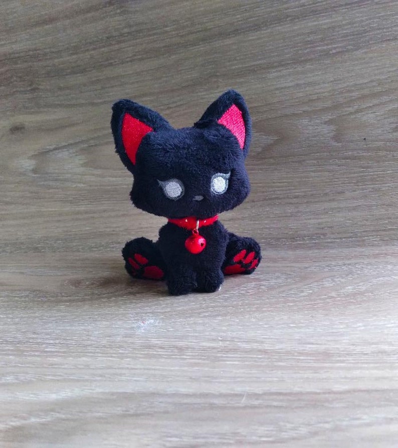 Pick Your Style, cat plush,cuddly plushie, cute soft toy, kid Plush Toy, Gifts for cat Lovers,Funny Cute Gift Ideas,cat,meow,kitten Black and Red