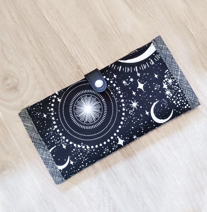 YOUR CHOICE _ Large Bifold Wallet Cute Wallet,Slim Wallet,Clutch Wallet with 8 card slots,zipper coin pouch,slip pocket for phone, cash Celestial Glow