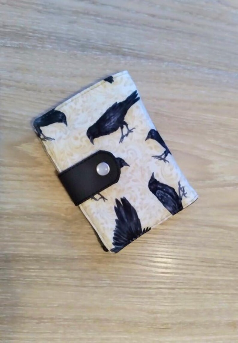 YOUR CHOICE _ Small Bifold Wallet Cute Wallet,Slim Wallet,Clutch Wallet with 8 card slots,zipper coin pouch,slip pocket for phone, cash Ravens