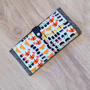 YOUR CHOICE _ Large Bifold Wallet Cute Wallet,Slim Wallet,Clutch Wallet with 8 card slots,zipper coin pouch,slip pocket for phone, cash Sushi Bar