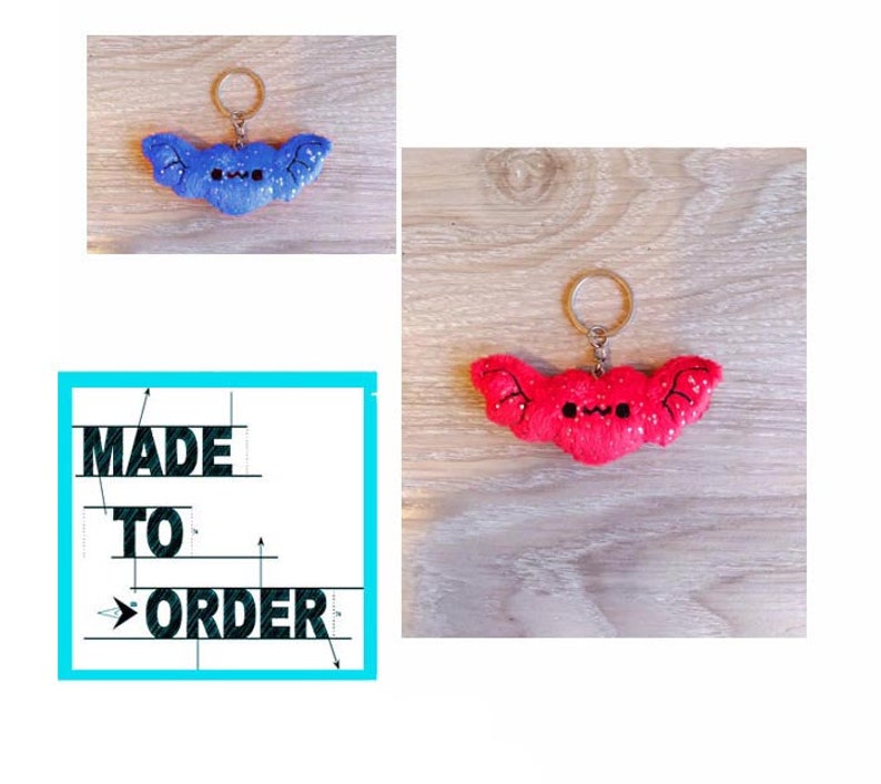 28 COLOR CHOICES-kawaii Bat Key Chain-bat plush,keychain,mini,cute bat,Cute Bat Keyfob, Key Fob,Keychain Key Chain,Luggage Tag,Purse Charm image 1