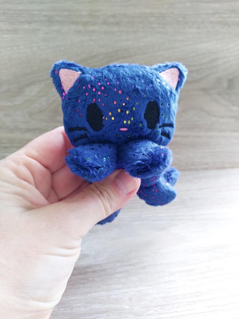 Tiny Cat plush,cuddlyplushie kawaii marshmallow cat,cute soft toy,Cat Plush Toy,Gifts for Cat Lovers,Funny CuteGift Ideas,mini cat,tinyplush MidnightBlue Sparkle