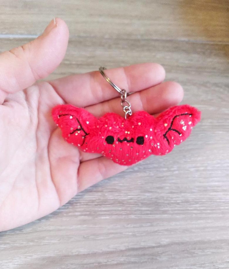 28 COLOR CHOICES-kawaii Bat Key Chain-bat plush,keychain,mini,cute bat,Cute Bat Keyfob, Key Fob,Keychain Key Chain,Luggage Tag,Purse Charm image 4