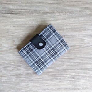 YOUR CHOICE _ Small Bifold Wallet Cute Wallet,Slim Wallet,Clutch Wallet with 8 card slots,zipper coin pouch,slip pocket for phone, cash Grey Plaid