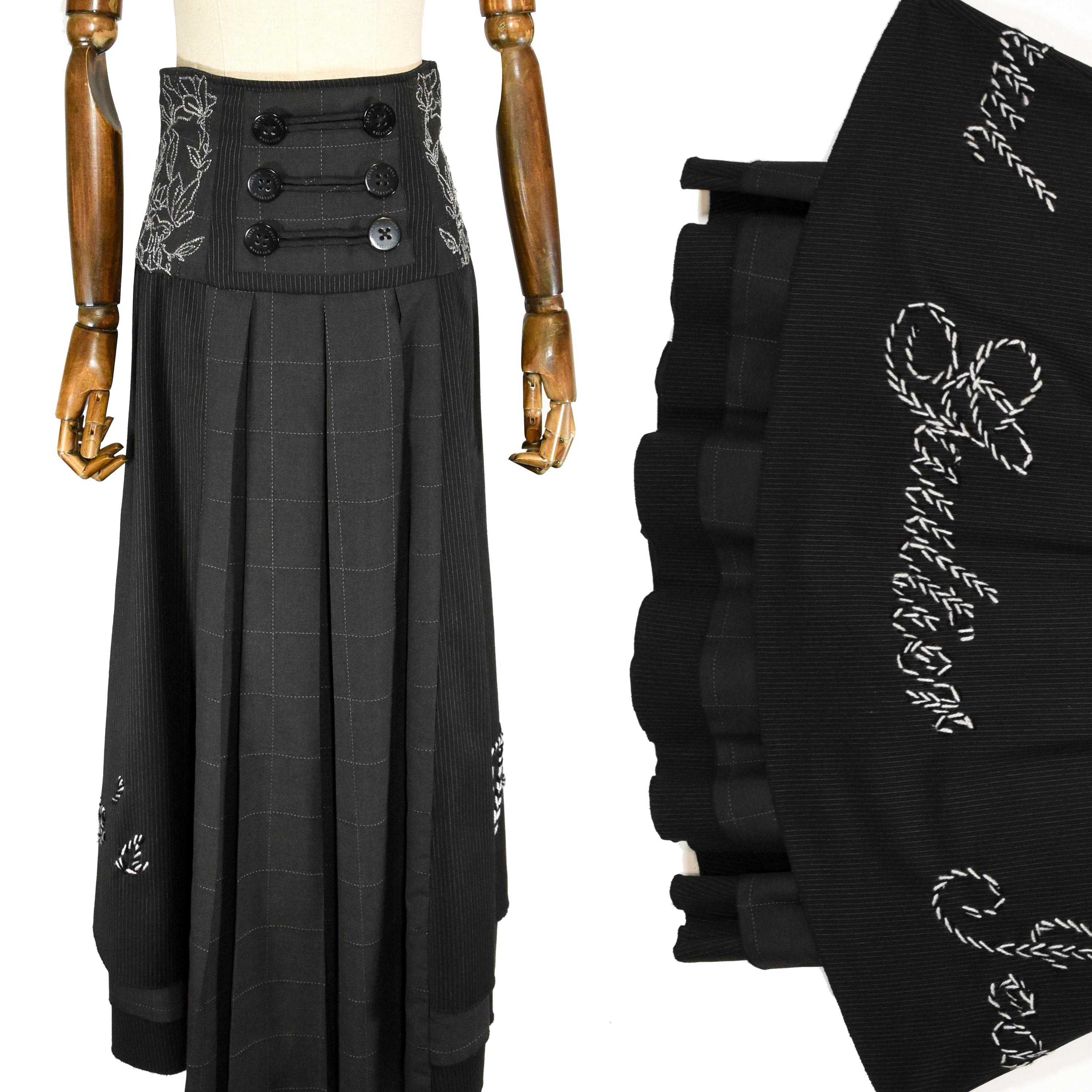 JEAN PAUL GAULTIER rare collector skirt, maxi full skirt, designer original skirt, box pleated, layered hem, French designer