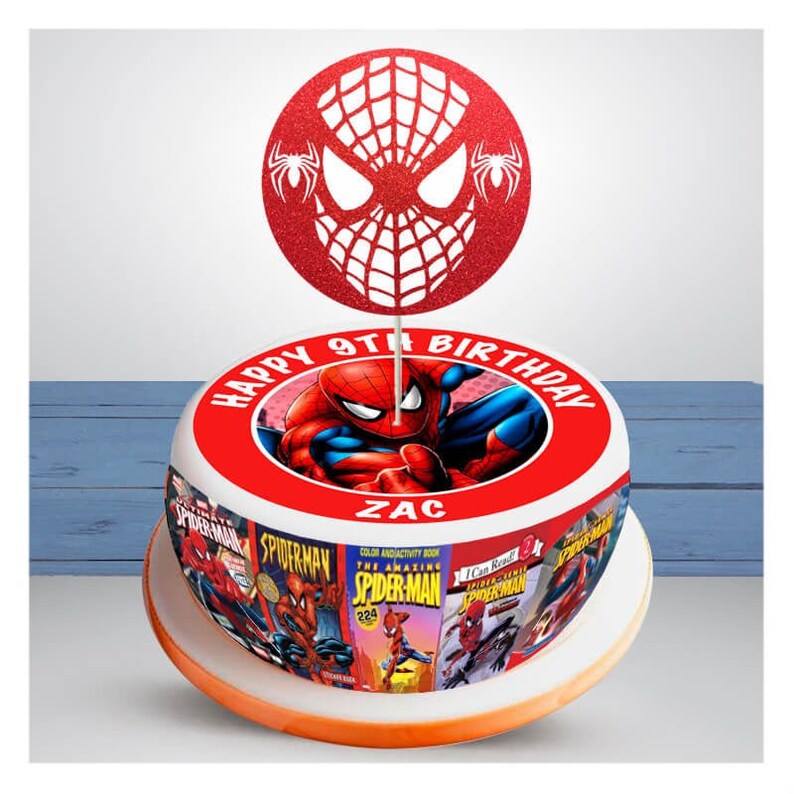 75 diameter icing cake topper spiderman etsy