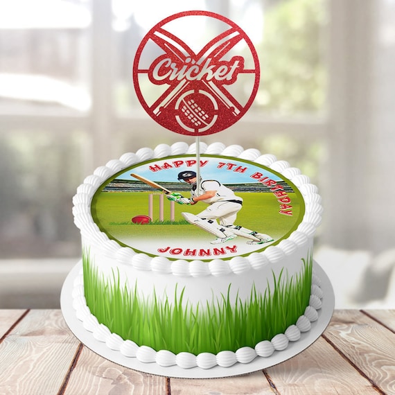Cricket PERSONALISED EDIBLE 7.5" Diameter Icing Cake Wrapper Toppers Round