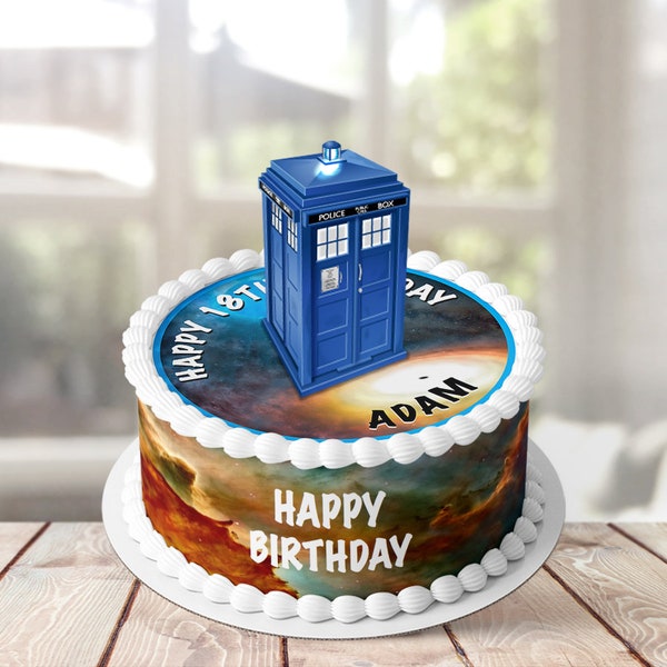 7,5 'Durchmesser Komplette essbare Icing Kuchendekoration, Topper, Wrapper - Dr Who Tardis