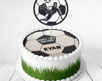 7.5' Diameter Complete Edible Icing Cake Decoration, Topper, Wrapper or Glitter Topper - Football