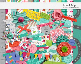 Road Trip Digital Scrapbooking Kit - INSTANT DOWNLOAD