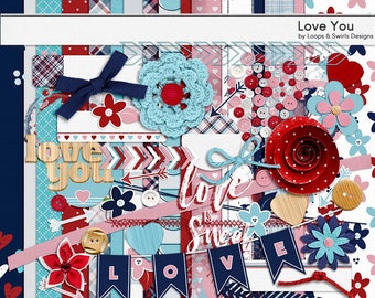 Te amo Kit de Scrapbooking Digital - descarga instantánea