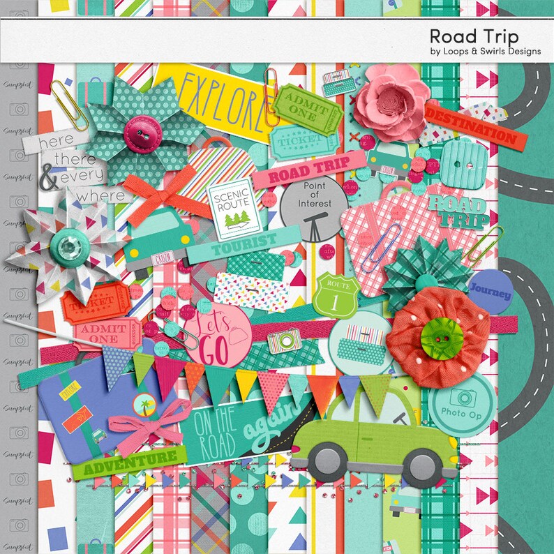 Road Trip Digital Scrapbooking Kit INSTANT DOWNLOAD Etsy Canada