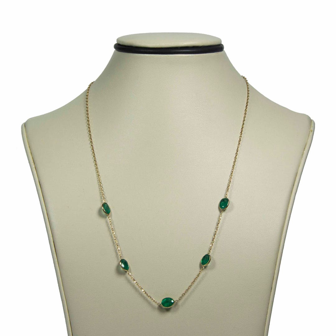 Emerald 14K Yellow Gold Necklace Emerald Necklace Gold - Etsy