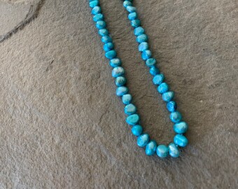 Dyed Aqua Blue Freshwater Pearls, 14 1/2" strand, 5mm by 6mm