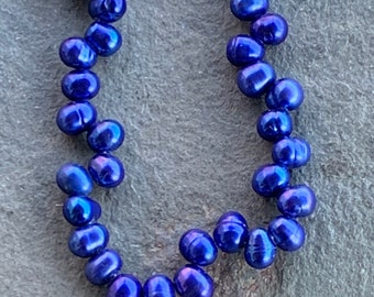 Top Drilled Blue Freshwater Potato Pearls, 15 1/2" strand