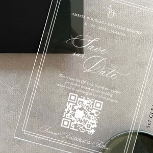 Acrylic modern Save the Date 2mm Clear Transparent or Black Gold Arch cut wedding announcement invitation luxury envelope liner wax seals