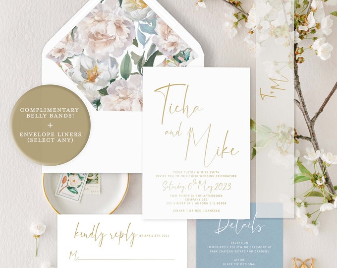 Invite Theme Modern Beach Wedding Invitation Tropical Theme Minimalist Wedding ...