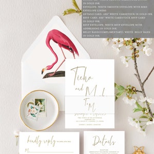 Modern Beach Printed Wedding Invitation Cardstock Tropical White Gold Ink Elegant Classic Invite Vellum Wrap Belly Band wax seal Address