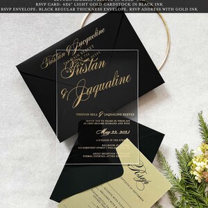 Transparent Acrylic wedding invitation silk ribbon white black calligraphy modern botanical envelope liner classic elegant invite SAMPLE KIT image 1