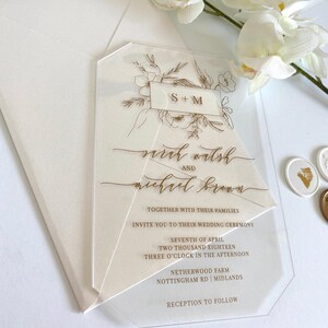 Goldhochzeit lädt ein Weißgoldhochzeit Acrylhochzeits-Einladung im klassischen französischen Stil mit Antwortkarte und Wachs-Siegel-Einladungs-Sets