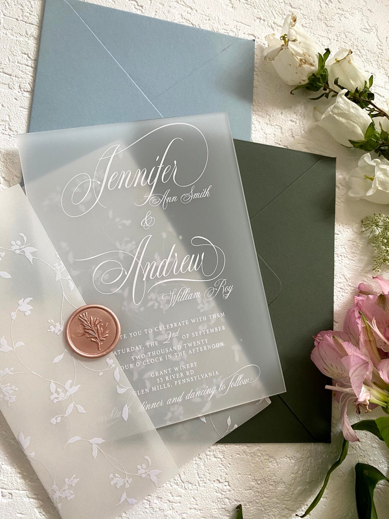 FROSTED Acrylic WEDDING INVITATION calligraphy plexiglass Etsy