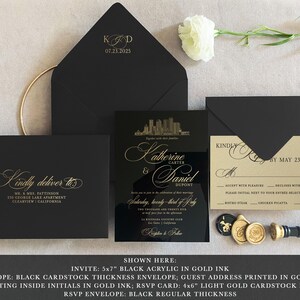 Moderne Hochzeitseinladung schwarze Krawatte Minimalistische Hochzeitseinladung Schwarze Hochzeitseinladung Acryl mit QR-Code