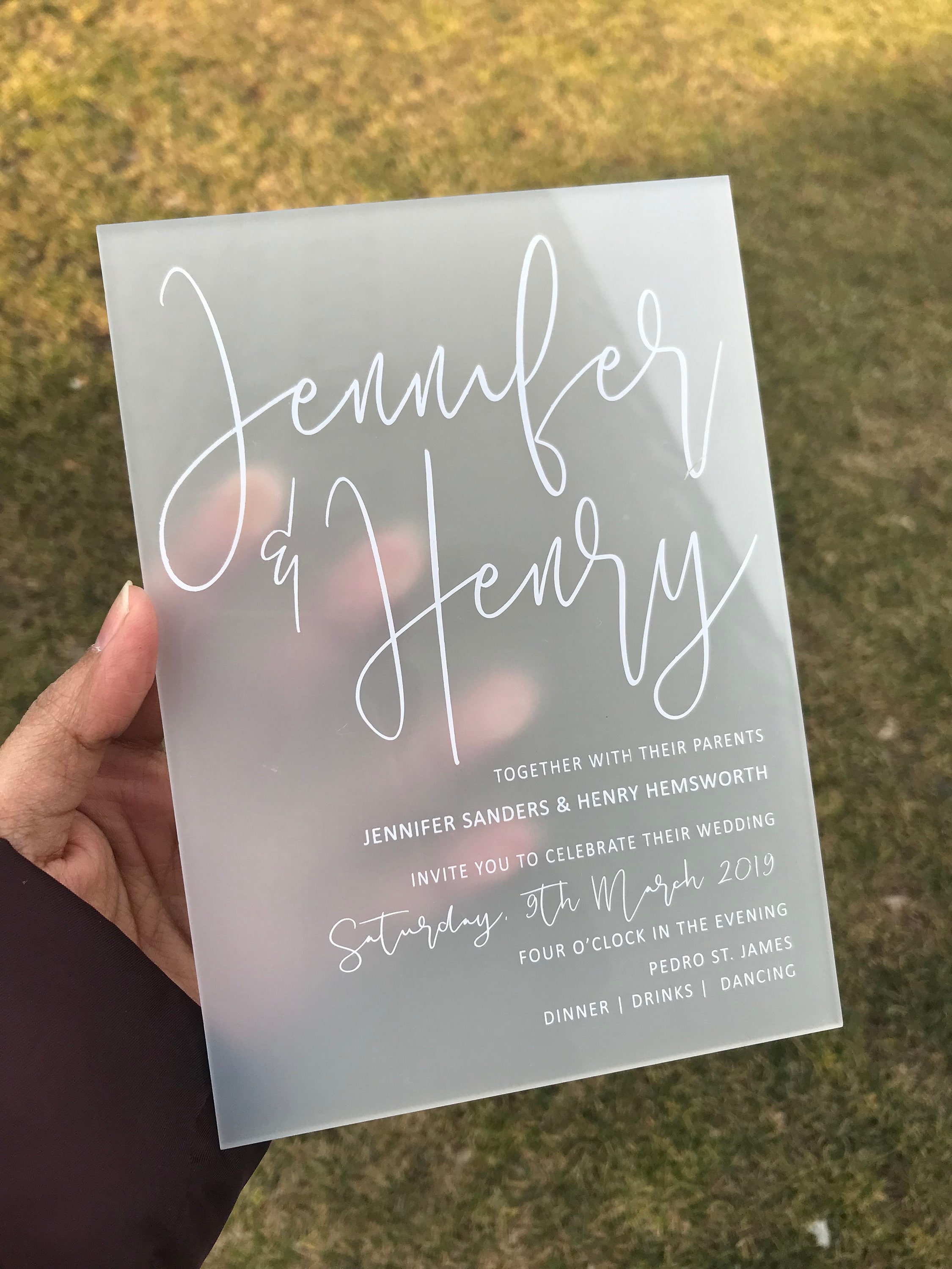FROSTED Acrylic INVITATIONS WEDDING lucite calligraphy Etsy