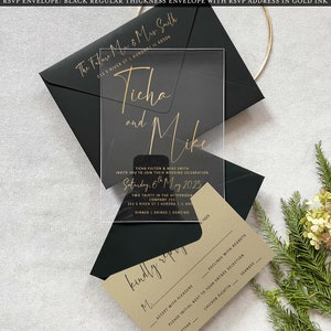 Clear Acrylic Invitation Unique Design Acrylic Printable Invitation Elegant Wedding Acrylic Save Date and Vellum Jacket Personalized Wedding