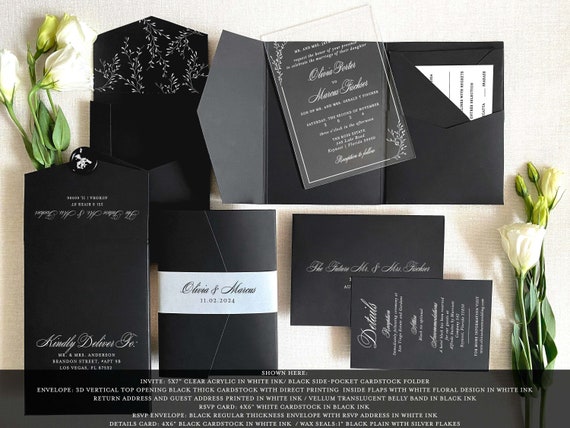 Black and Gold Wedding Invitation Fall Wedding Invites -  Hong Kong