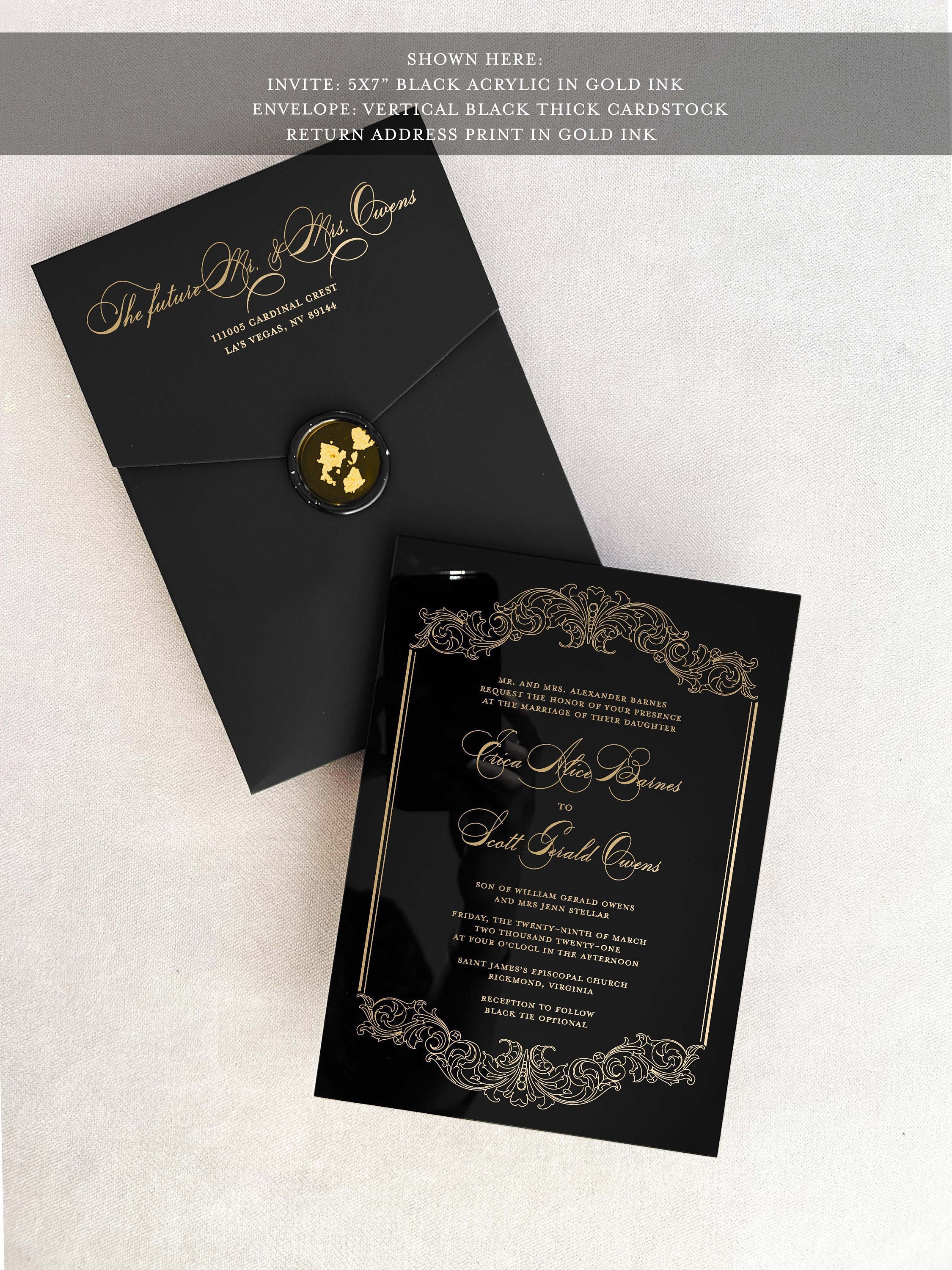 Echantillon faire part oriental mariage - Enveloppe Noire