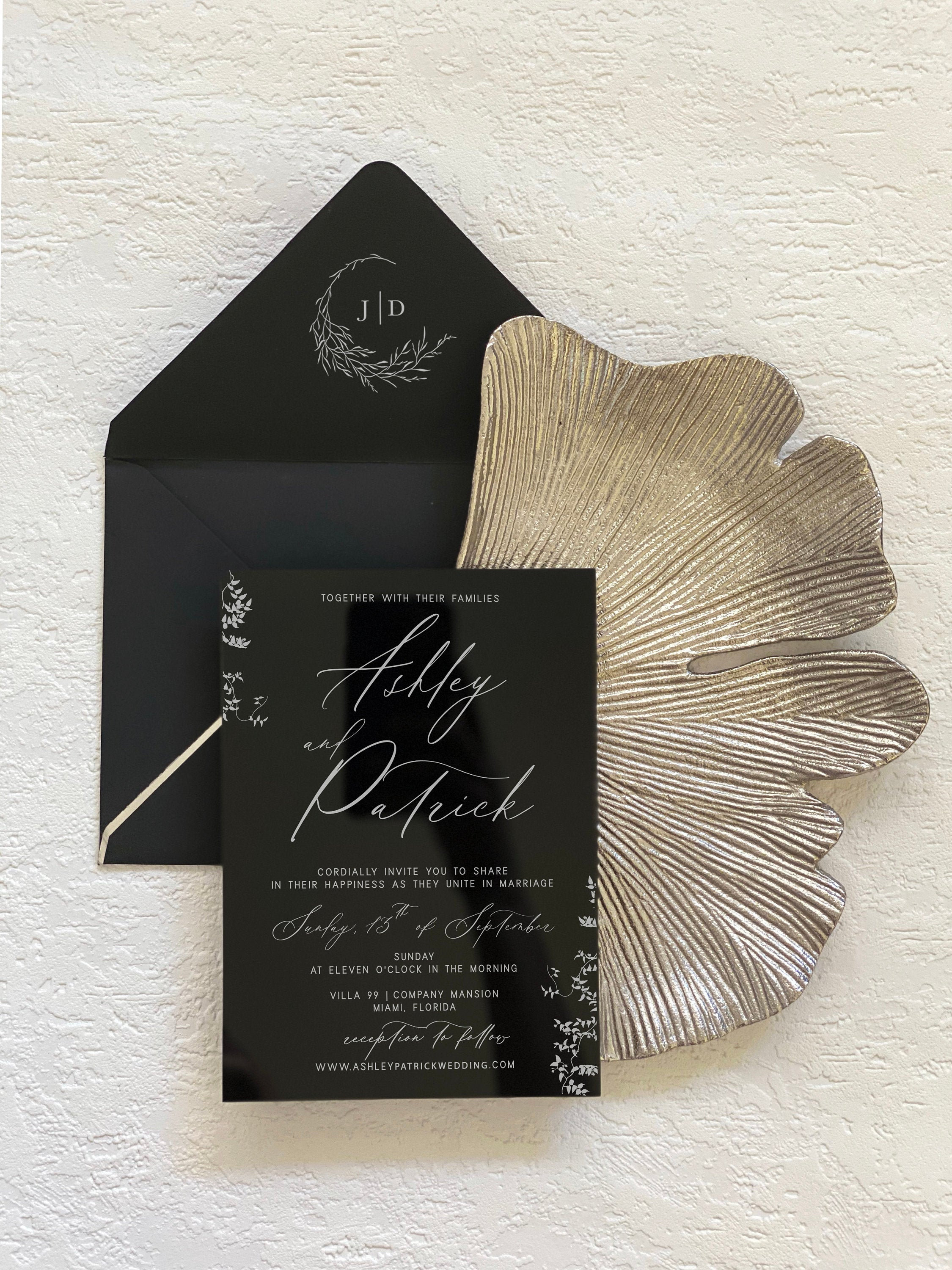 Glassy Black Acrylic Wedding Invitation，Gold Foil Transparent Wedding  Invitations, Formal Weddings, Fall and Winter WS085 - Wedding Invitations -  Wedding Invites Paper