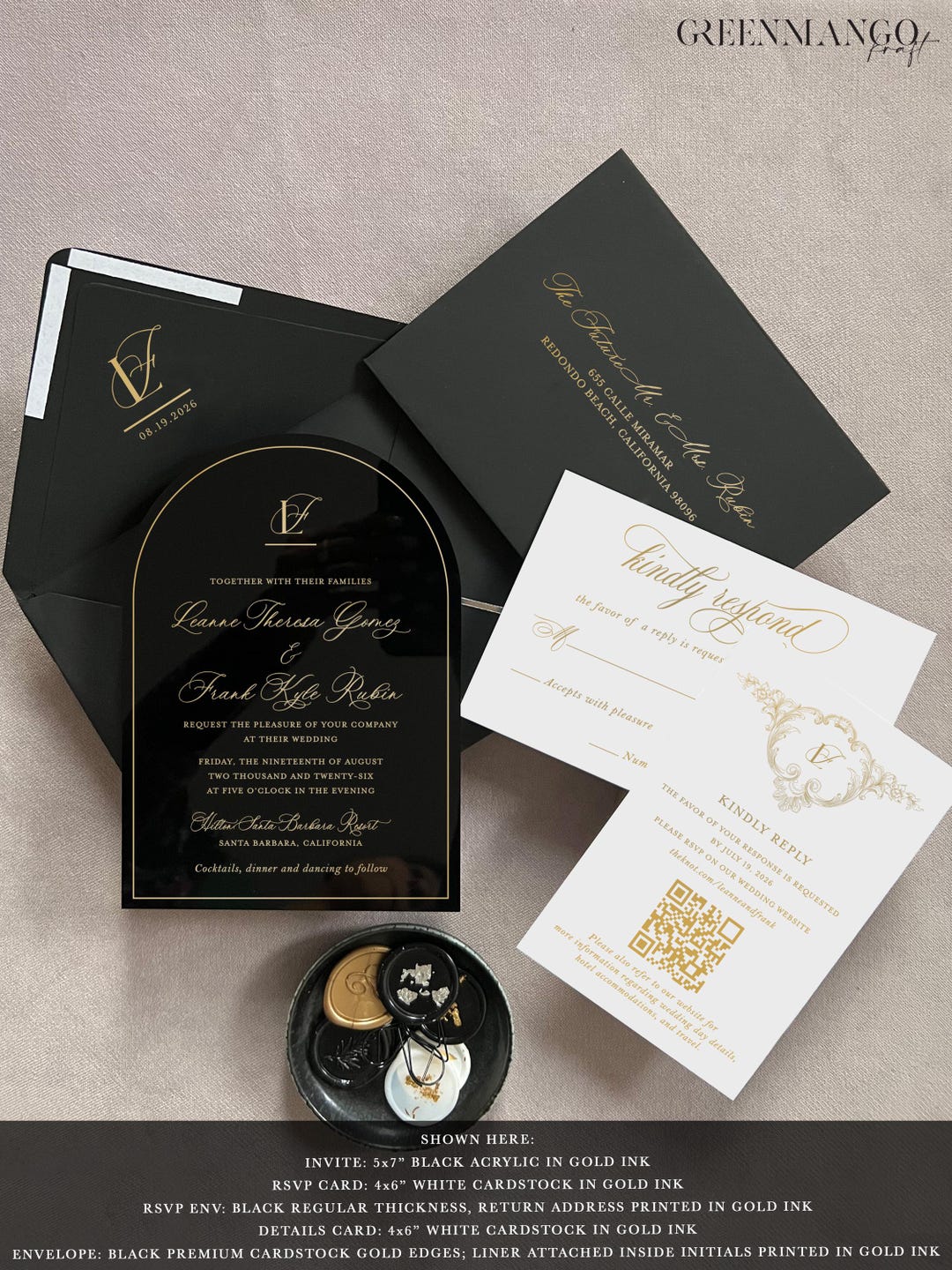 Invite Shape Black Dome Shape Acrylic Wedding Invitations Arch Invite Modern Classic ...