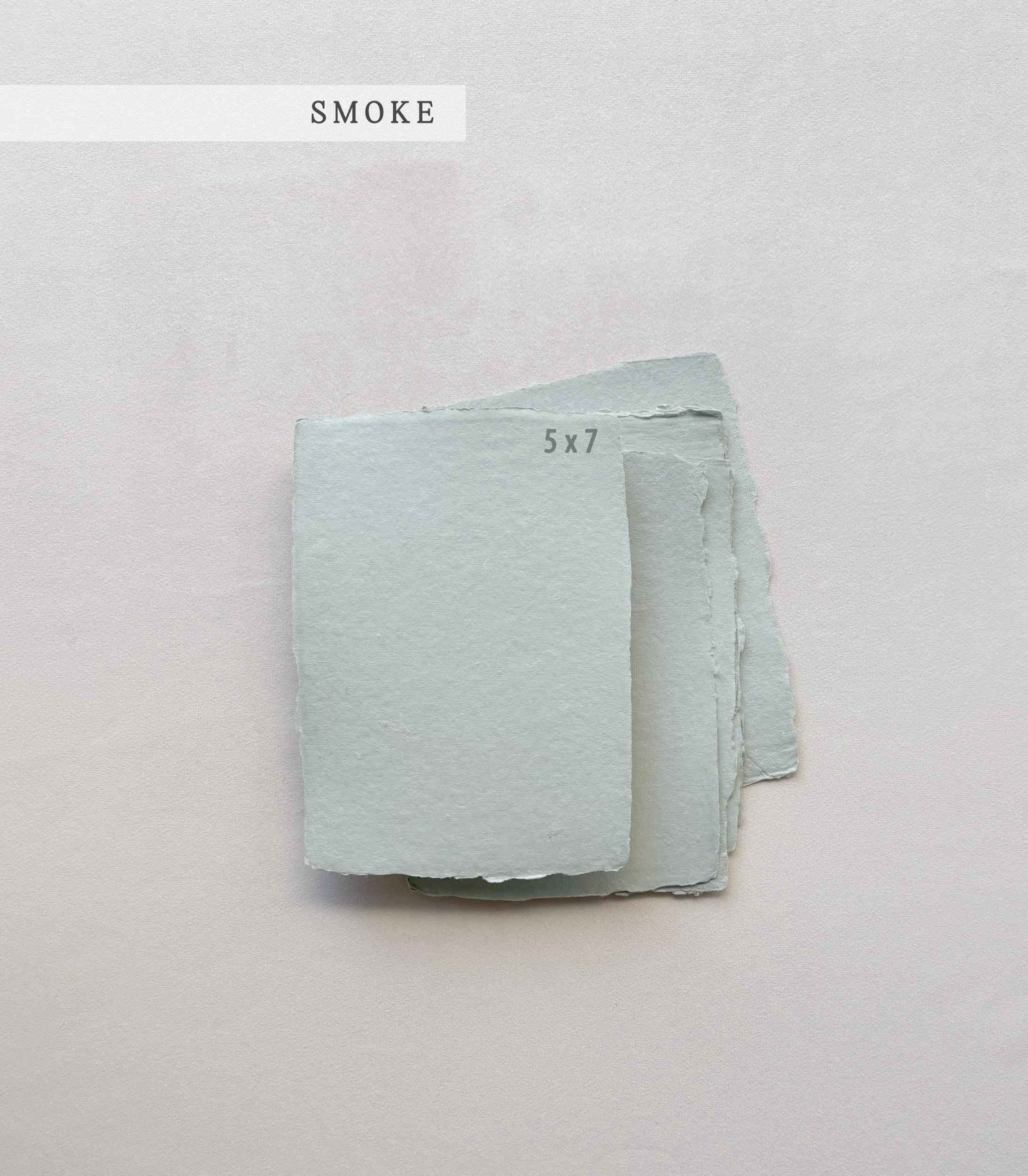 Handmade Paper Deckle Edge Invitation Paper Envelope Cotton Paper Wedding Cards RSVP Invite Wedding stationery Organic Edges Smoke