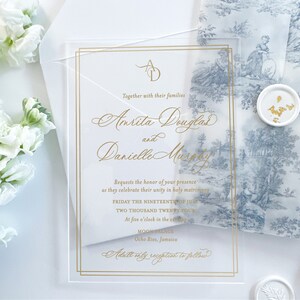 Stoffige blauwe bruiloft vintage bloemen huwelijksuitnodiging bruiloft welkomstbord afdrukbare huwelijksuitnodiging moderne uitnodigingsbundel Elegant