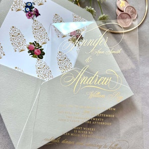 Indiase huwelijksuitnodiging Hindoe-huwelijksuitnodigingset afdrukbare huwelijksuitnodiging suite acryl uitnodiging suites perkament wrap RSVP-kaart QR