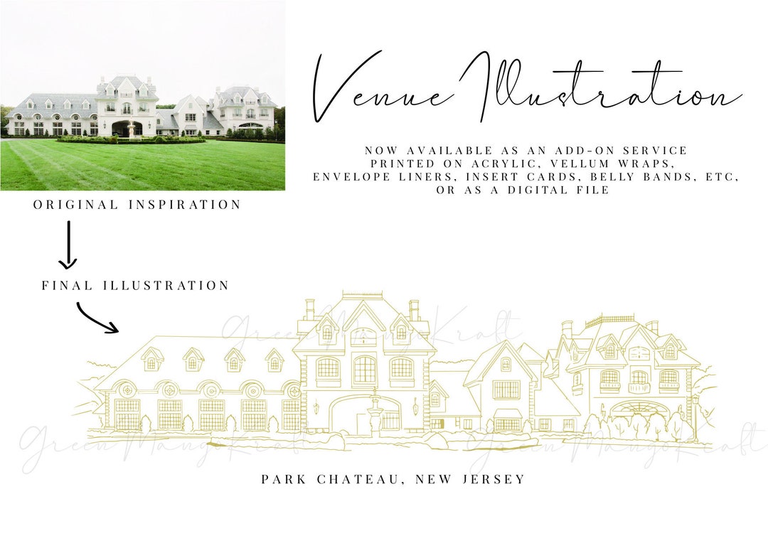 Wedding Venue Illustration Digital Venue Drawing Custom Venue Line Art ...