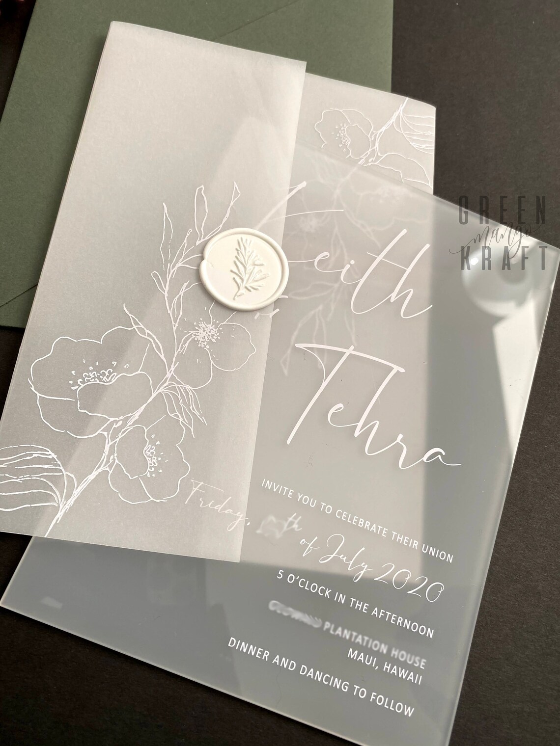 FROSTED Acrylic WEDDING INVITATIONS calligraphy plexiglass Etsy