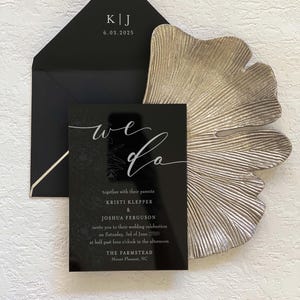 Schwarze Acryl Hochzeitseinladung Acryl Datum Toile Pergamin Jacke Plexiglas einladen lucite Einladungen Luxus-Hochzeit Acryl Save Date