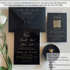 Taupe and Black Wedding Invitation with Wax Seal — CZ INVITATIONS